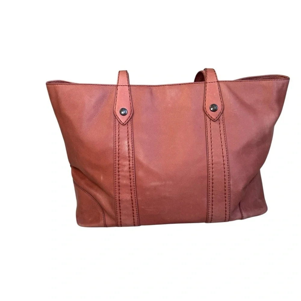 Frye Melissa Shopper Shoulder Tote Apricot Dusty Pink Italian Leather